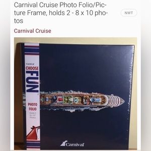 Carnival cruise photo frame. Holds two 8 x 10 photos. Never used.
